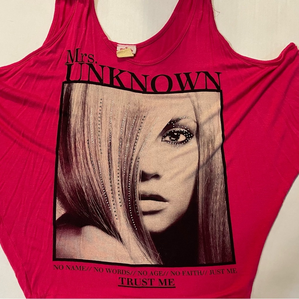 Hot Pink Graphic Tank Top with 'Mrs. Unknown' Print